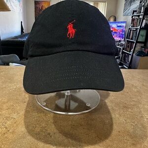 Polo by Ralph Lauren Black Hat with Red Logo